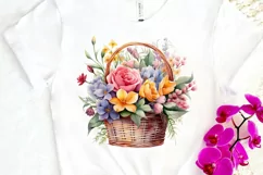 Flowers Basket Watercolor PNG Clipart Product Image 3