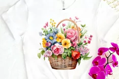 Flowers Basket Watercolor PNG Clipart Product Image 3
