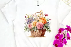Flowers Basket Watercolor PNG Clipart Product Image 3