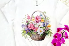 Flowers Basket Watercolor PNG Clipart Product Image 3