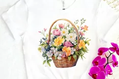 Flowers Basket Watercolor PNG Clipart Product Image 3