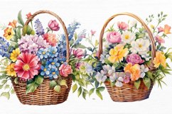 Flowers Basket Watercolor Sublimation clipart Product Image 4
