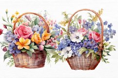 Flowers Basket Watercolor Sublimation clipart Product Image 5