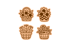 4x Flowers Buckets Studs Earrings Laser Cut Florals SVGs Product Image 2