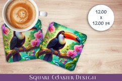 Tukan in a tropical garden Coaster Design Product Image 1