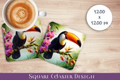 Tukan in a tropical garden Coaster Design Product Image 1
