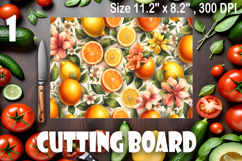 Watercolor summers flowers, oranges and lemons Cutting Board Product Image 1