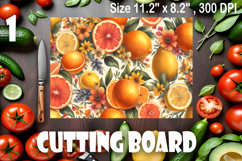 Watercolor summers flowers, oranges and lemons Cutting Board Product Image 1
