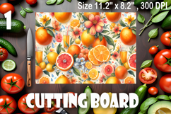Watercolor summers flowers, oranges and lemons Cutting Board Product Image 1