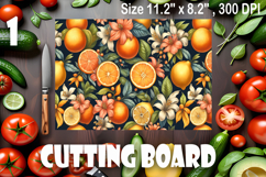 Watercolor summers flowers, oranges and lemons Cutting Board Product Image 1