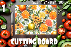 Watercolor summers flowers, oranges and lemons Cutting Board Product Image 1