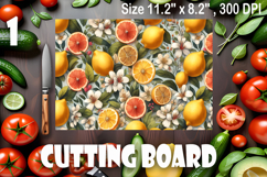 Watercolor summers flowers, oranges and lemons Cutting Board Product Image 1