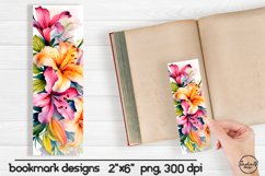 Watercolor lily flowers bookmark sublimation Product Image 1