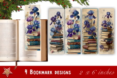 Iris Floral Bookmark Sublimation PNG | Elegant Flower Product Image 1