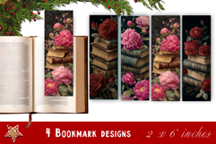 Peony Floral Bookmark Sublimation PNG | Printable Flower Product Image 1