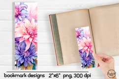 Watercolor aster flowers bookmark sublimation Product Image 1