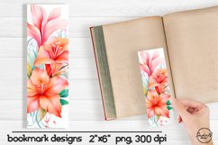 Watercolor lily flowers bookmark png Product Image 1