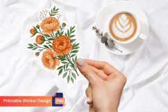 Orange Peony Flower Sticker Pack , Colorful Flower Sticker Product Image 1