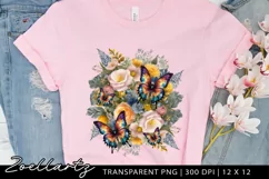 Flowers PNG Sublimation Floral Butterflies Clipart PNG JPG Product Image 1