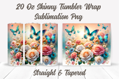 Butterfly Tumbler Wrap PNG, Floral Butterflies Tumbler Wrap Product Image 2