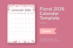 2026 Canva Flower Calendar Editable Template Product Image 2