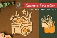 Flowers Camera Laser Cut Decoration Product Image 1