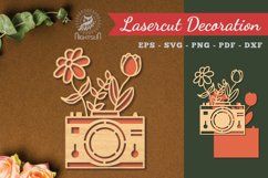 Flowers Camera Laser Cut Decoration Product Image 1