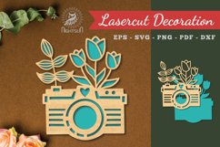 Flowers Camera Laser Cut Decoration Product Image 1