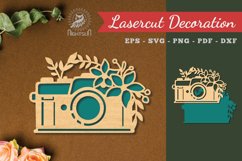 Flowers Camera Laser Cut Decoration Product Image 1
