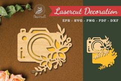 Flowers Camera Laser Cut Decoration Product Image 1