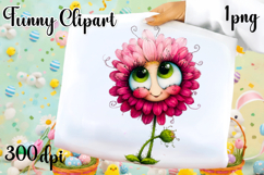 Watercolor funny Flowers Clipart, big eyes Product Image 1