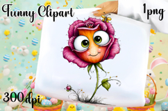 Watercolor funny Flowers Clipart, big eyes Product Image 1
