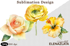 Watercolor funny Flowers Clipart, big eyes Product Image 1