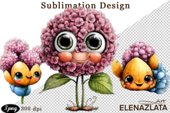 Watercolor funny Flowers Clipart, big eyes Product Image 1