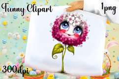 Watercolor funny Flowers Clipart, big eyes Product Image 1