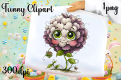 Watercolor funny Flowers Clipart, big eyes Product Image 1