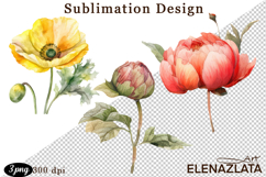Watercolor funny Flowers Clipart, big eyes Product Image 1