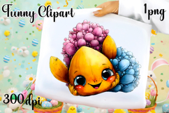Watercolor funny Flowers Clipart, big eyes Product Image 1