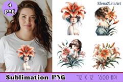 lilies clipart, Watercolor floral clipart , lily Bouquets Product Image 1