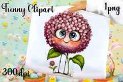 Watercolor funny Flowers Clipart, big eyes Product Image 1