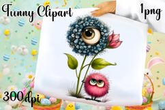 Watercolor funny Flowers Clipart, big eyes Product Image 1