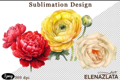 Watercolor funny Flowers Clipart, big eyes Product Image 1