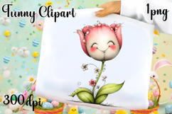 Watercolor funny Flowers Clipart, big eyes Product Image 1