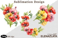 Poppy clipart, Watercolor floral clipart, Bouquets Product Image 1