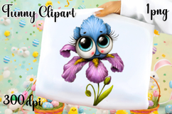Watercolor funny Flowers Clipart, big eyes Product Image 1