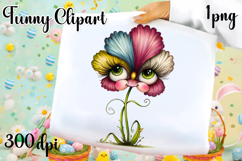 Watercolor funny Flowers Clipart, big eyes Product Image 1