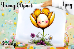 Watercolor funny Flowers Clipart, big eyes Product Image 1