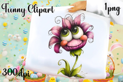 Watercolor funny Flowers Clipart, big eyes Product Image 1