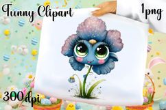 Watercolor funny Flowers Clipart, big eyes Product Image 1