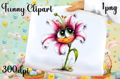 Watercolor funny Flowers Clipart, big eyes Product Image 1